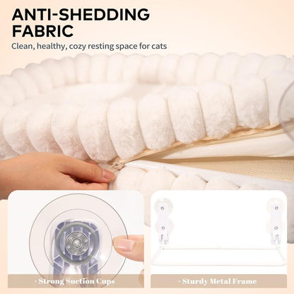 Folding Cat Hammock for Window - Cordless, Machine Washable Bed, Robust Metal Frame, Strong Suction Cups，Cat Window Perch for Cats and Small Dogs