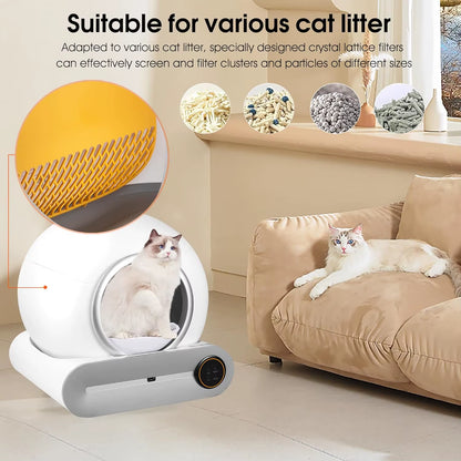 65L Large Smart Self-Cleaning Cat Litter Box Automatic Odor Removal with APP Wifi Control Automatic Cat Toilet Litter Box
